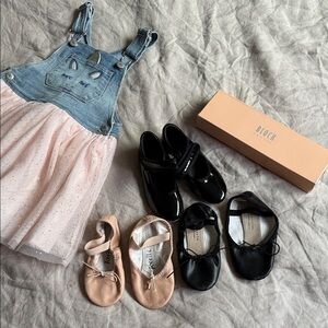 2 ballerina shoes Sz 10 / 1 tap dance shoes Sz 10 / 1 tutu dress Sz 4